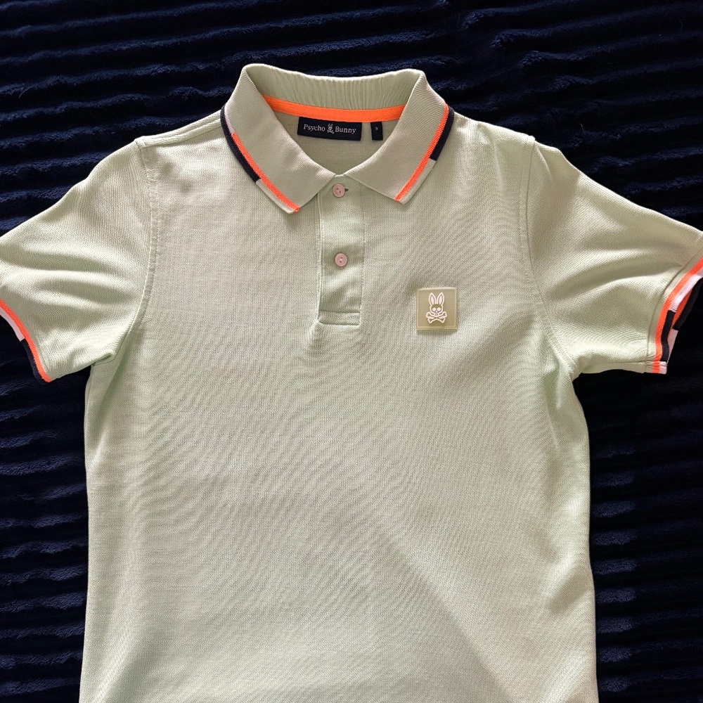 Psycho Bunny Polo Men's Light Green With Orange And Black Accents